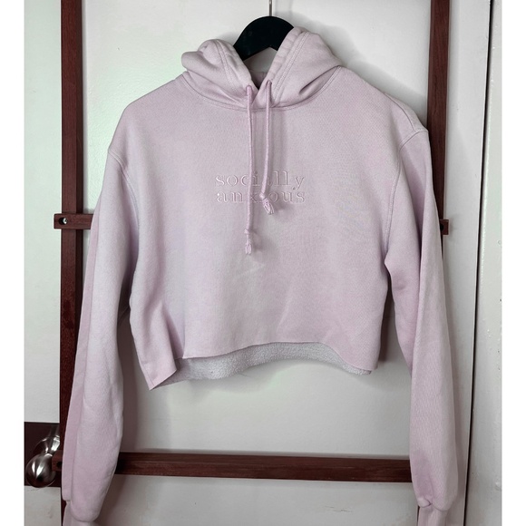 Embroidered H&M Cropped Lilac Hoodie - Picture 4 of 4